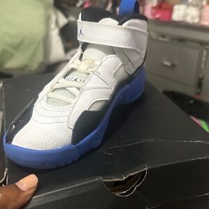 Jordan Kids' White and Black Sneakers with Blue Accents